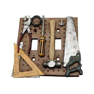 Workshop Tools duel Light Switch Cover Plate brown 4.75x4.75" READ